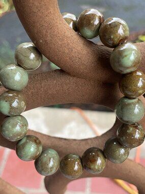 Green Jasper/African Opal bead stretch bracelet 40g